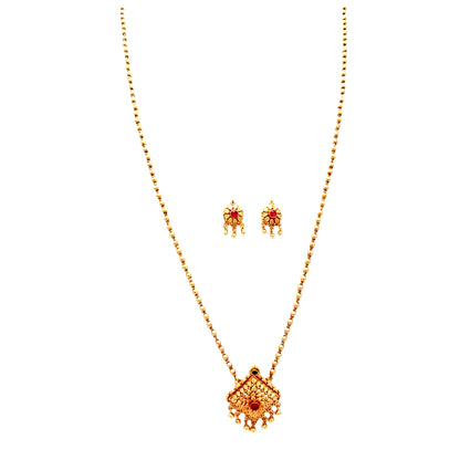 Traditional Matte Gold Necklace Set