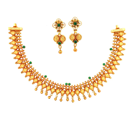 Classic Green Stone Temple Necklace