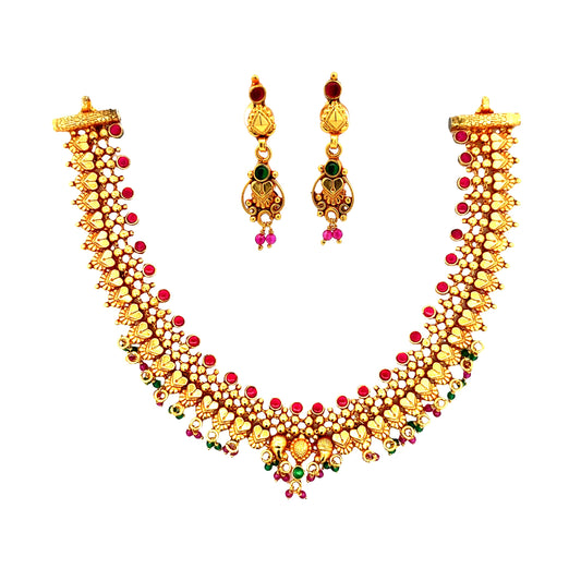 Vintage Temple Design Gold Plated Necklace Set