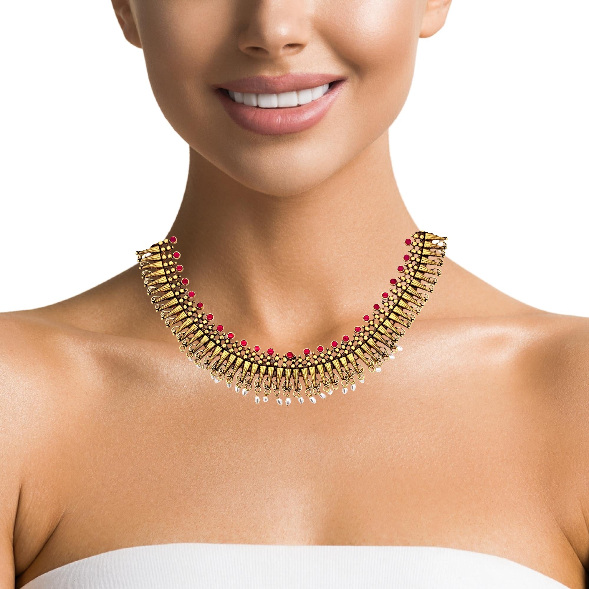 Royal Ruby Charm Necklace Set