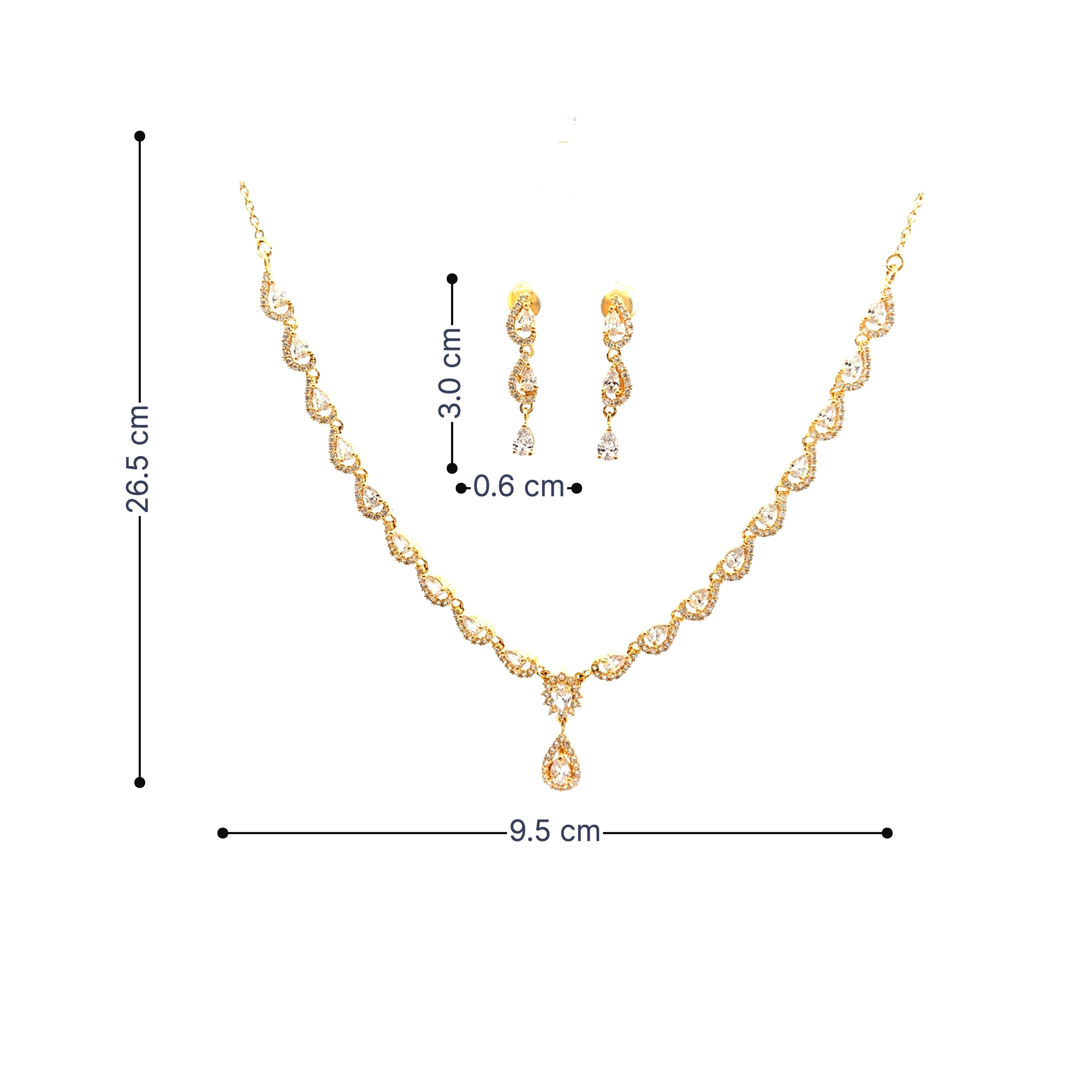 Delicate Gold Crystal Drop Necklace Set