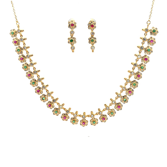 Multicolor Crystal Flower Necklace