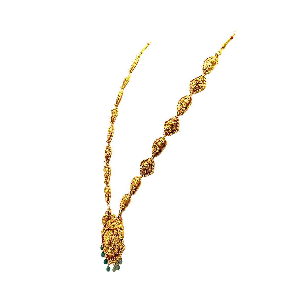 Exquisite Matte Gold Plated Stone Work Necklace Set