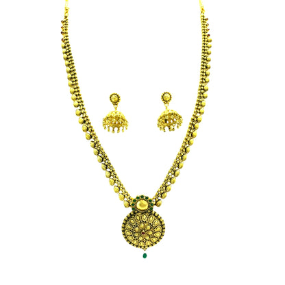 Temple Design Gold Plated Necklace Set