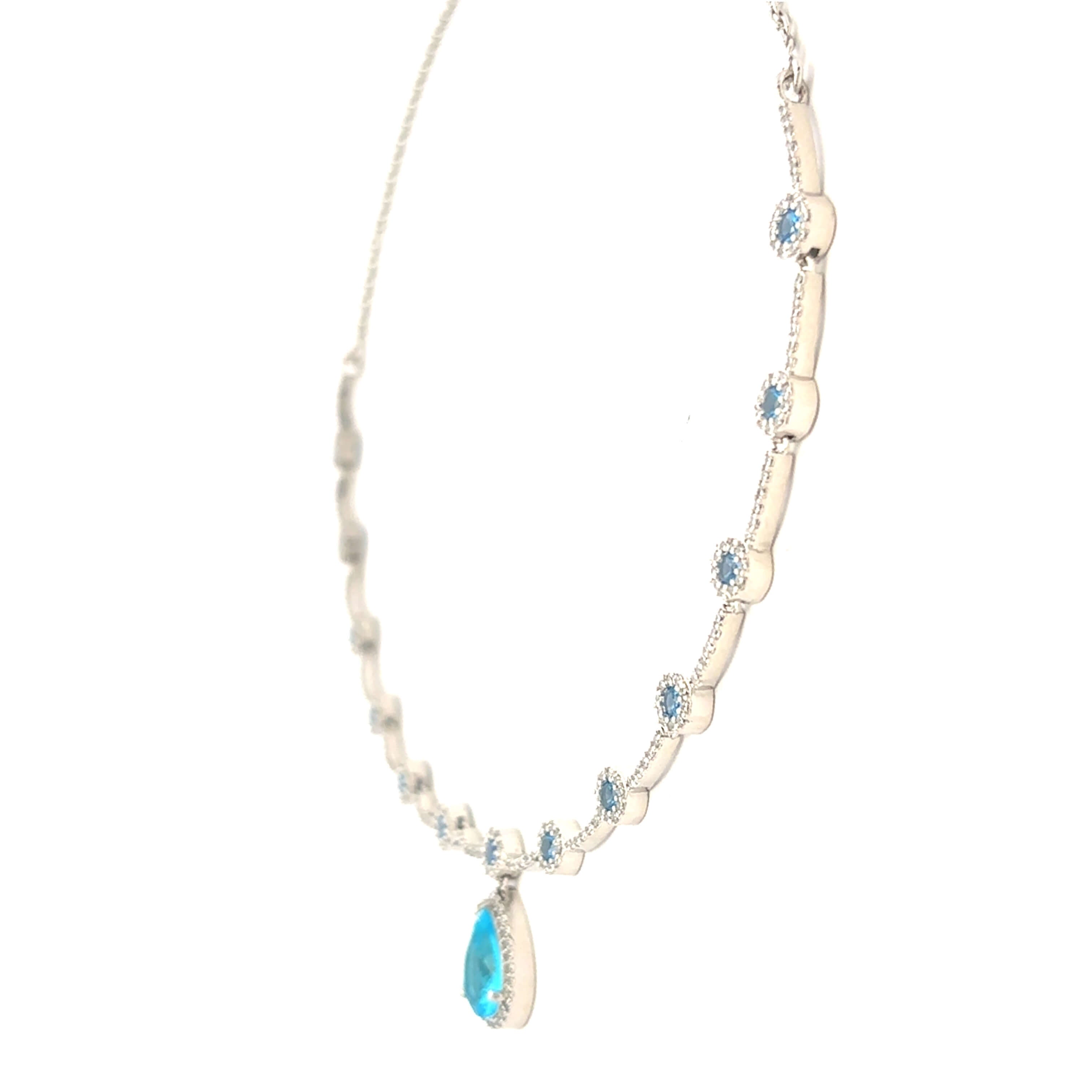 Elegant Teardrop Sky Blue Crystal Choker Set