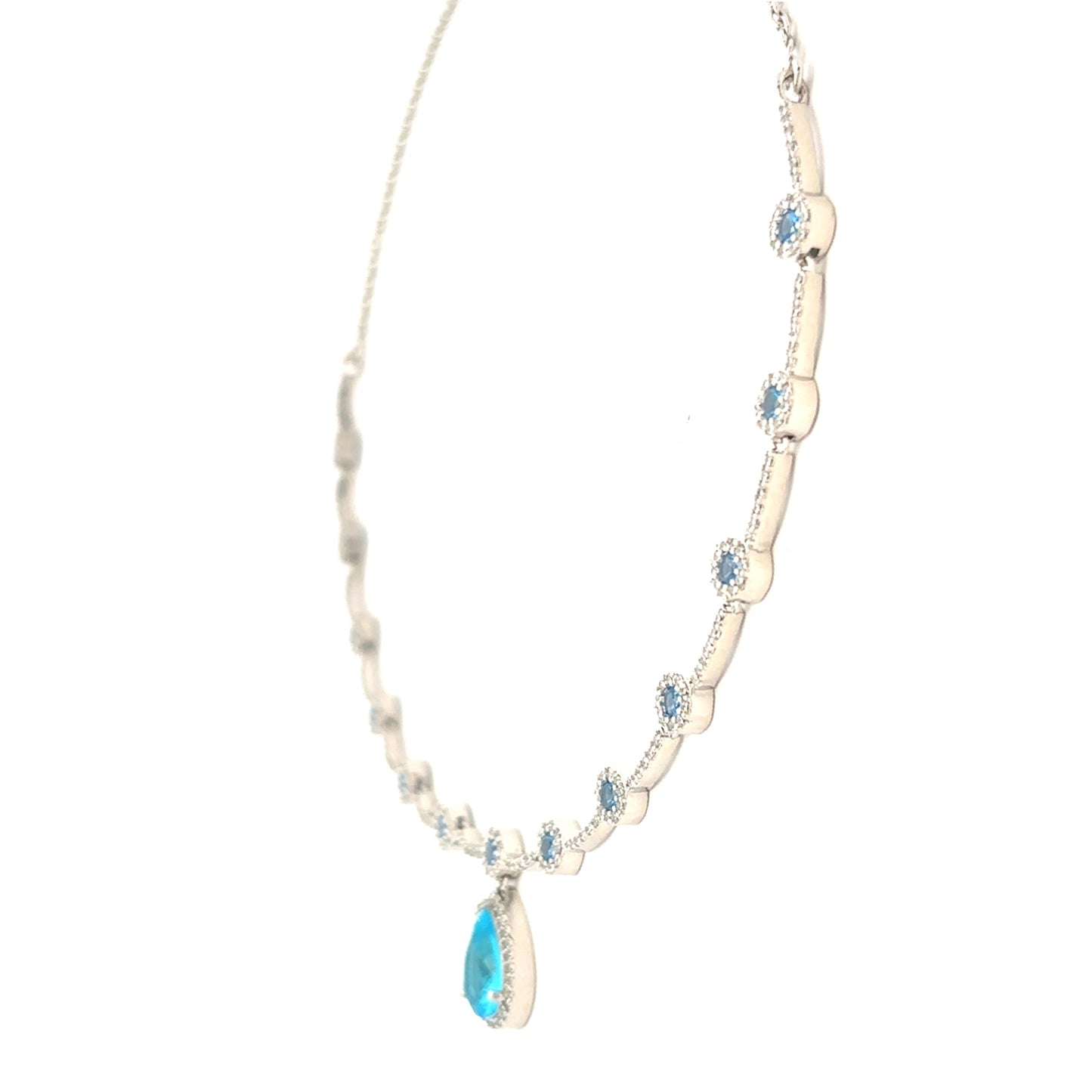 Elegant Teardrop Sky Blue Crystal Choker Set