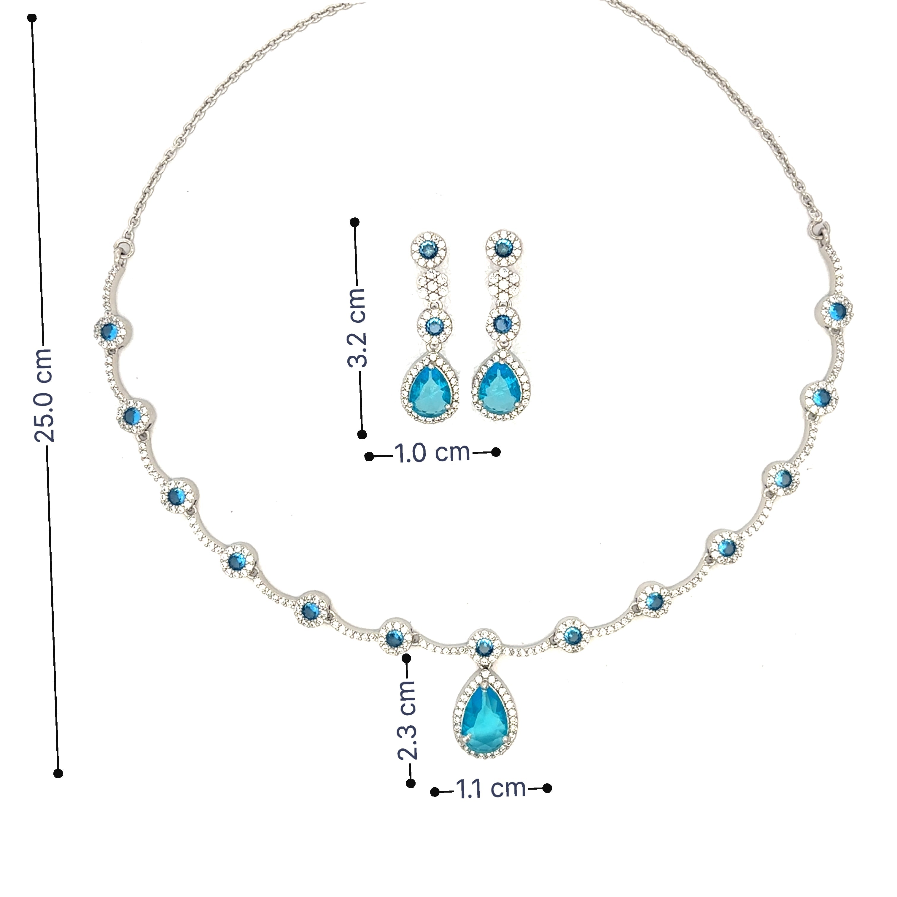 Elegant Teardrop Sky Blue Crystal Choker Set