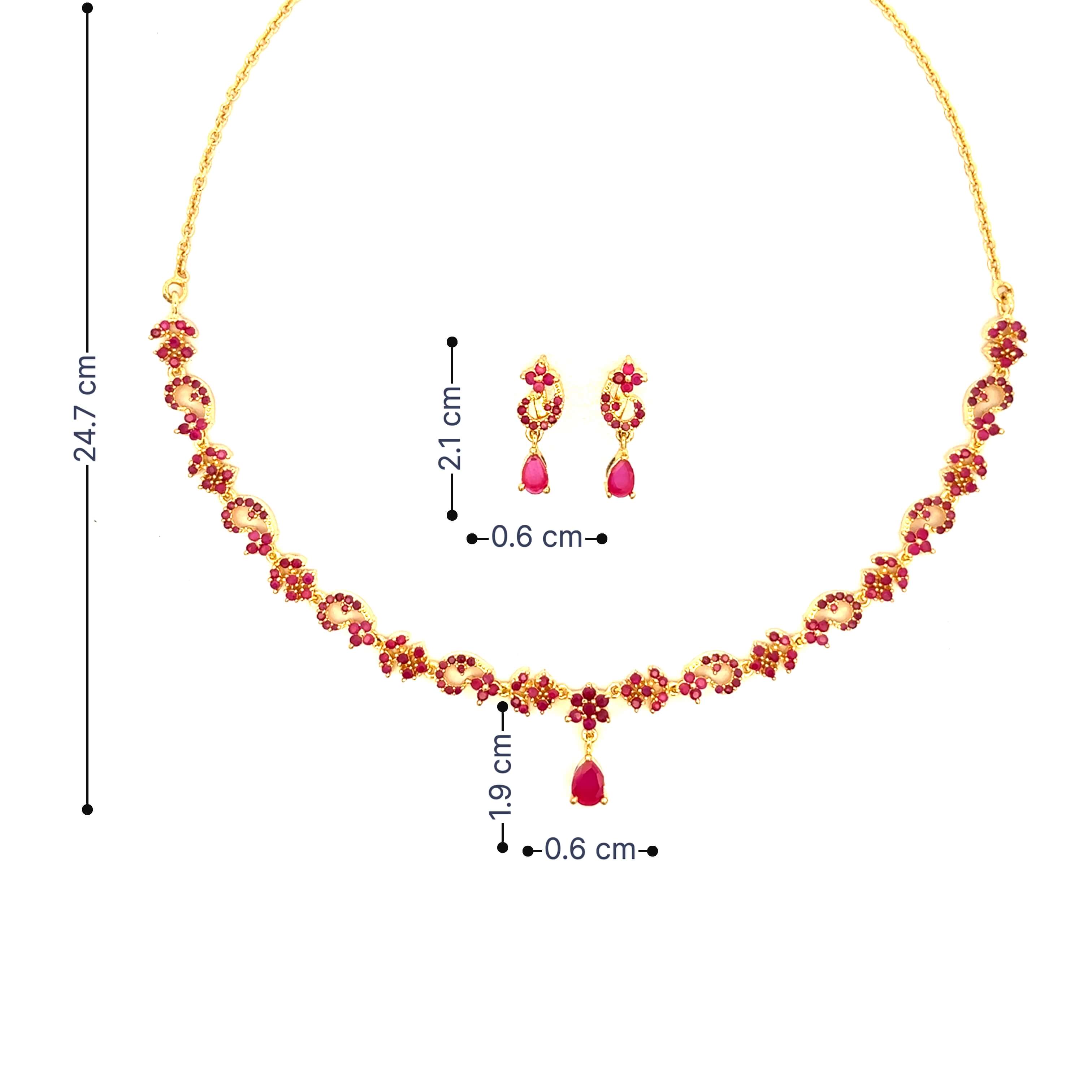 Sleek Line Design Pink Stone Choker Set