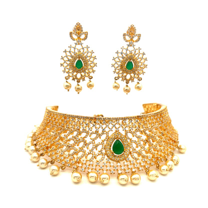 Party Wear Gold Plated Choker Necklace Set