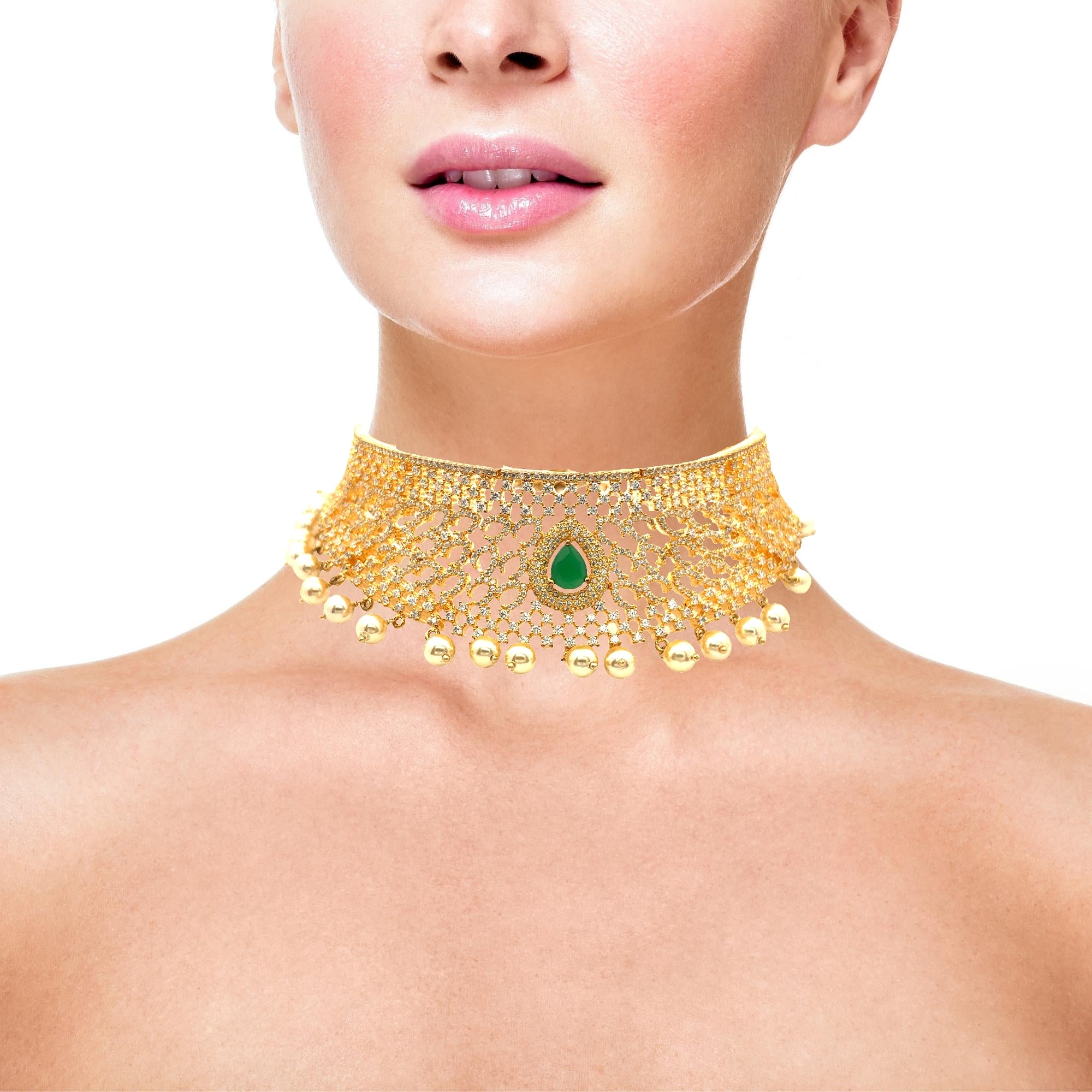 Party Wear Gold Plated Choker Necklace Set