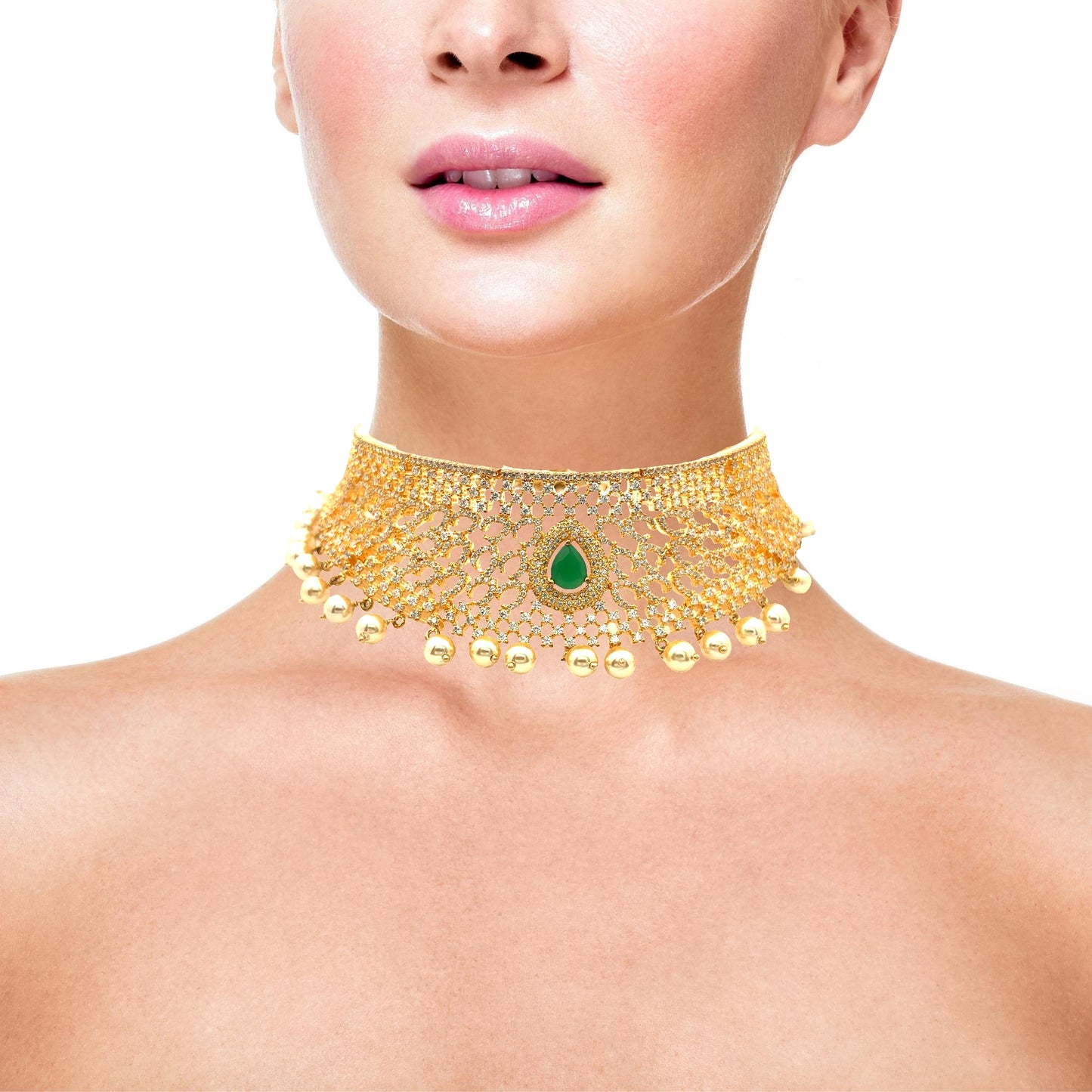 Party Wear Gold Plated Choker Necklace Set