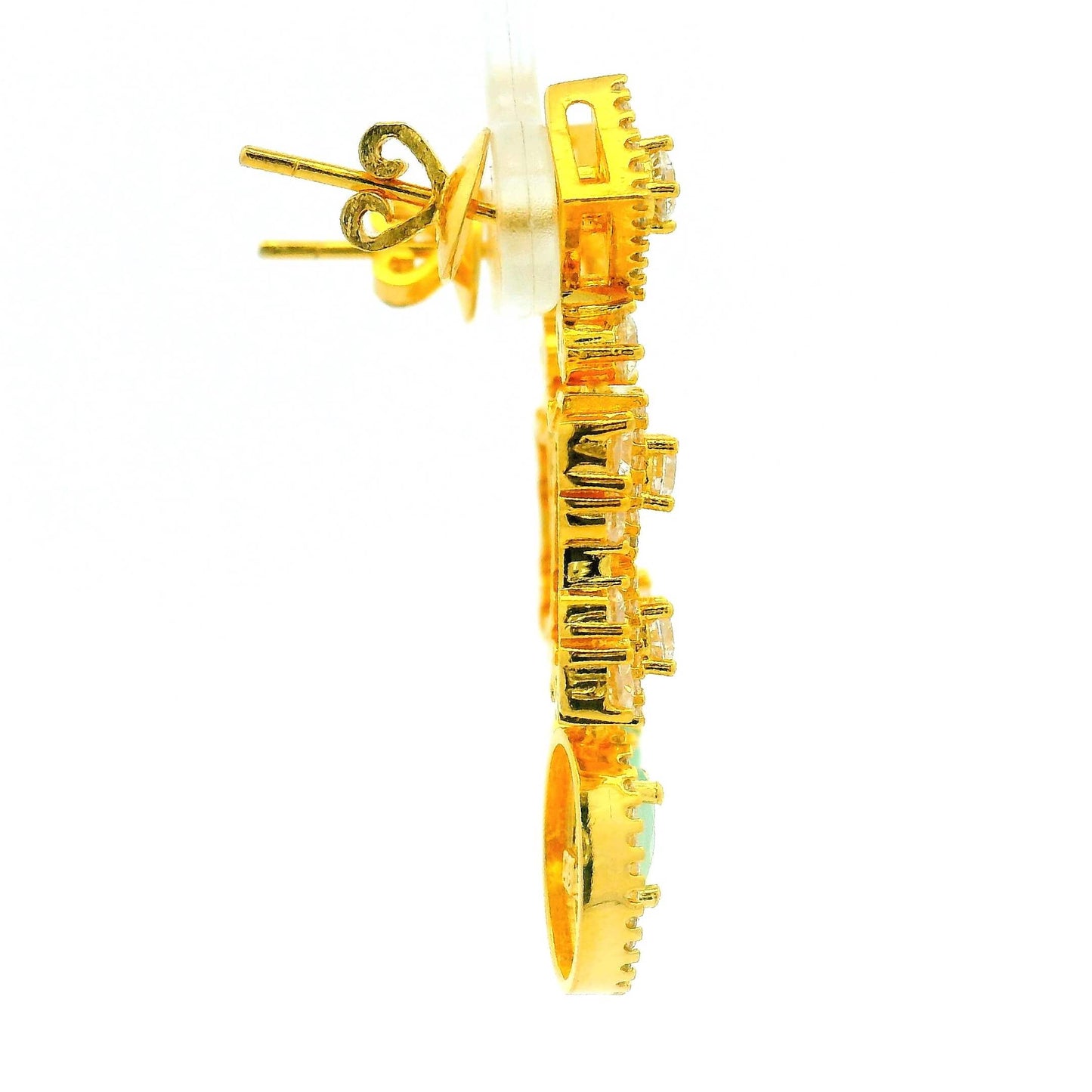 Classic Emerald Look Gold Plated Necklace Set