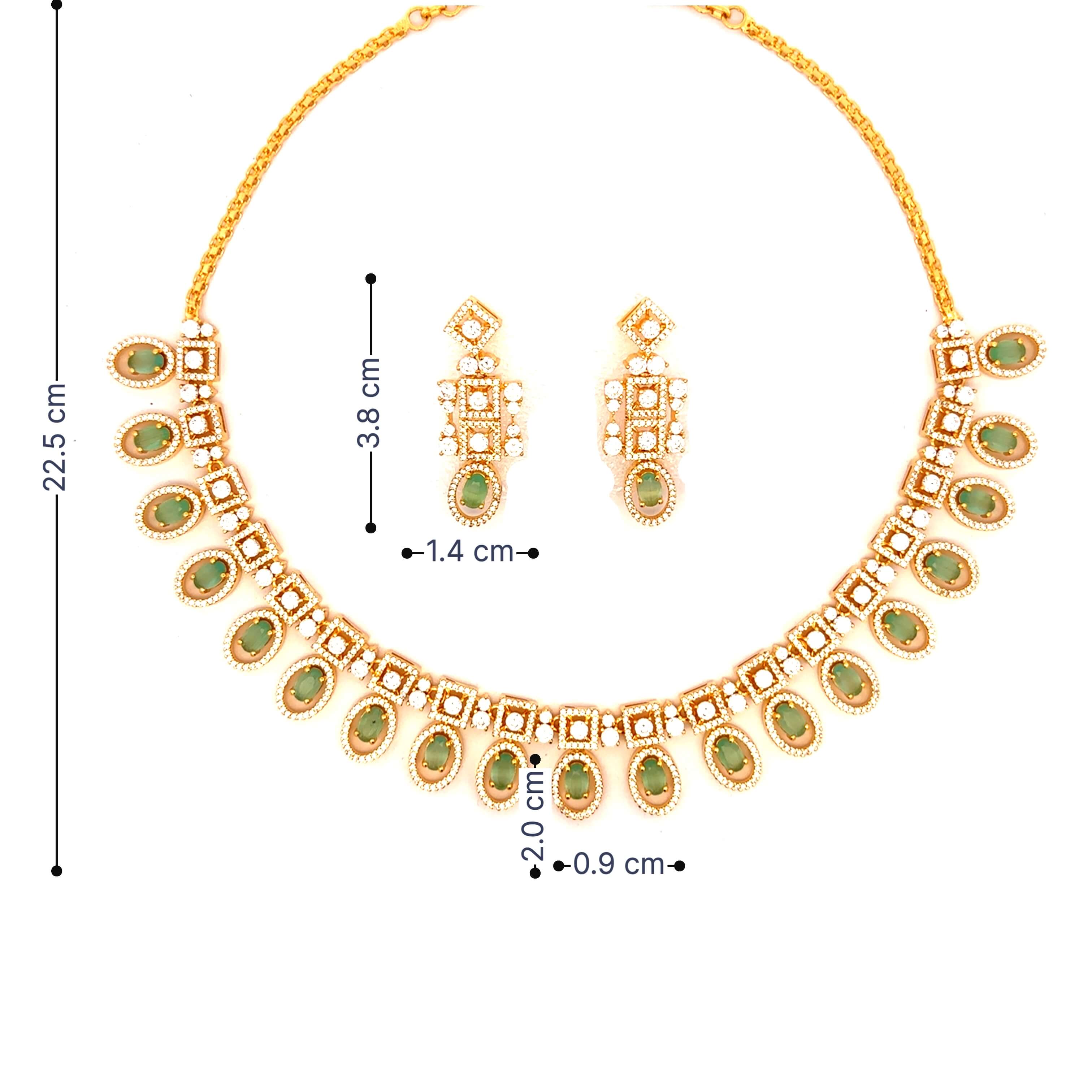 Classic Emerald Look Gold Plated Necklace Set