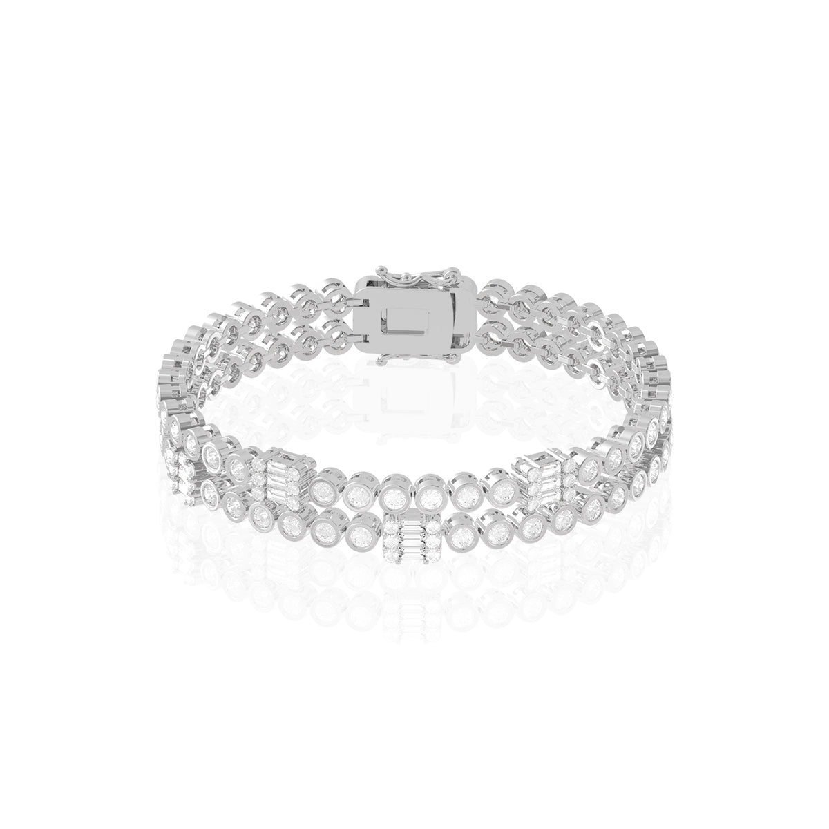 Dual Diamond Bracelet In Silver