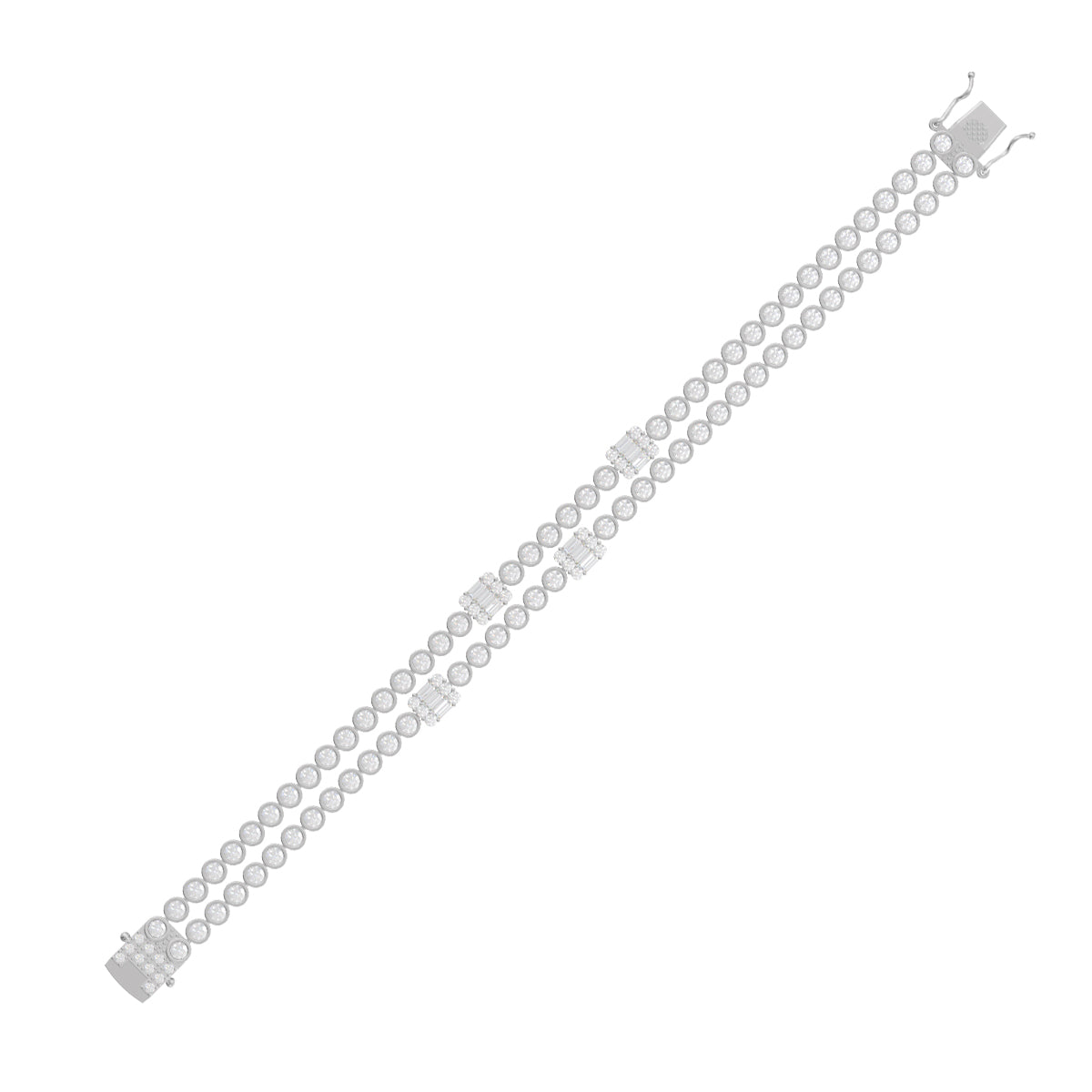 Dual Diamond Bracelet In Silver
