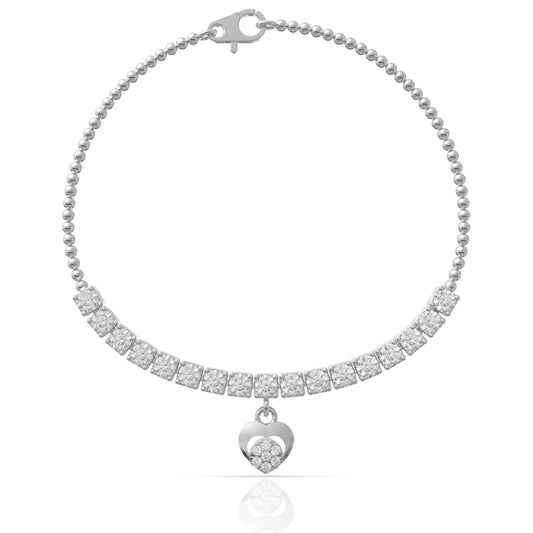 Diamond Heart Bracelet in Sterling Silver