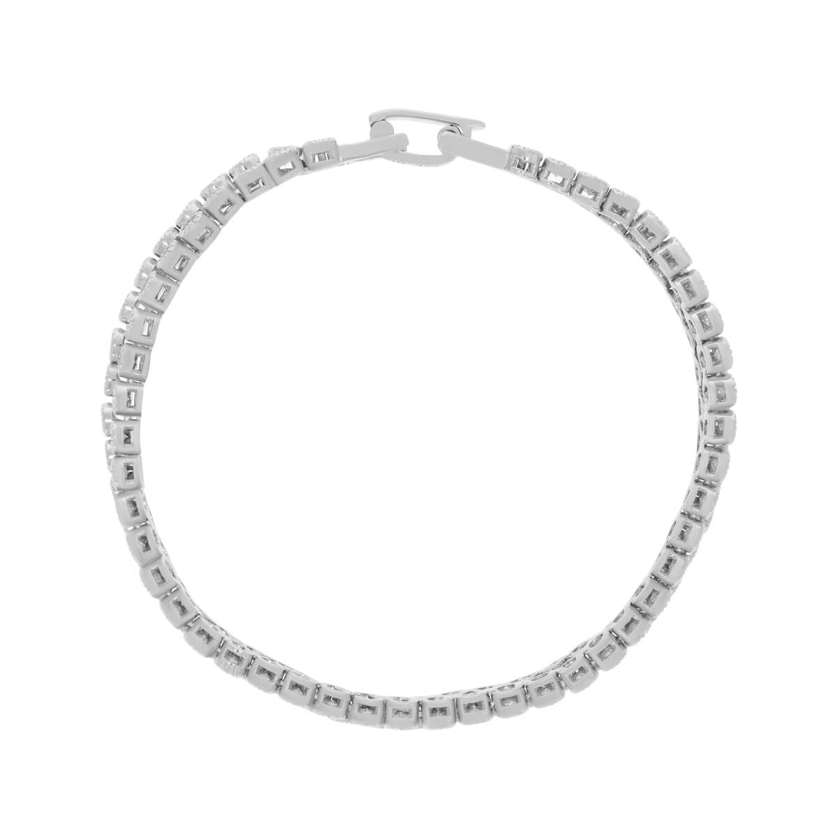 925 Sterling Silver Crystal Cubic Zirconia Timeless Double Layer Solitaire Bracelet