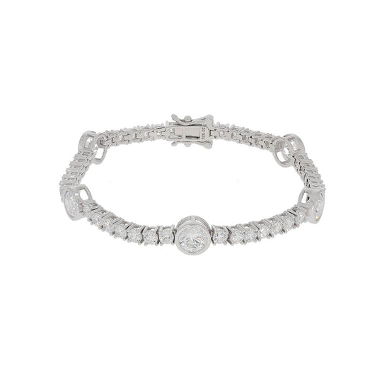 925 Sterling Silver Crystal Cubic Zirconia Timeless Solitaire Bracelet