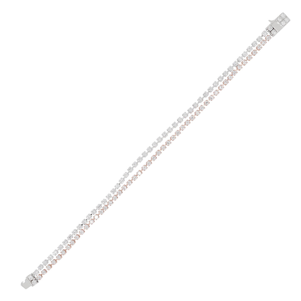 925 Sterling Silver Bracelet|Crystal Cubic Zirconia Timeless Double Layer Solitaire Bracelet