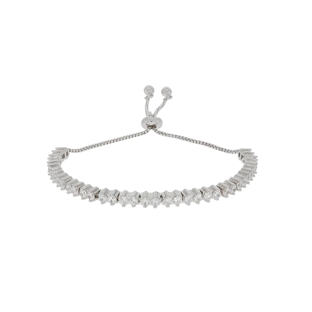 925 Sterling Silver Crystal Cubic Zirconia Lucky Charm Tennis Bracelet