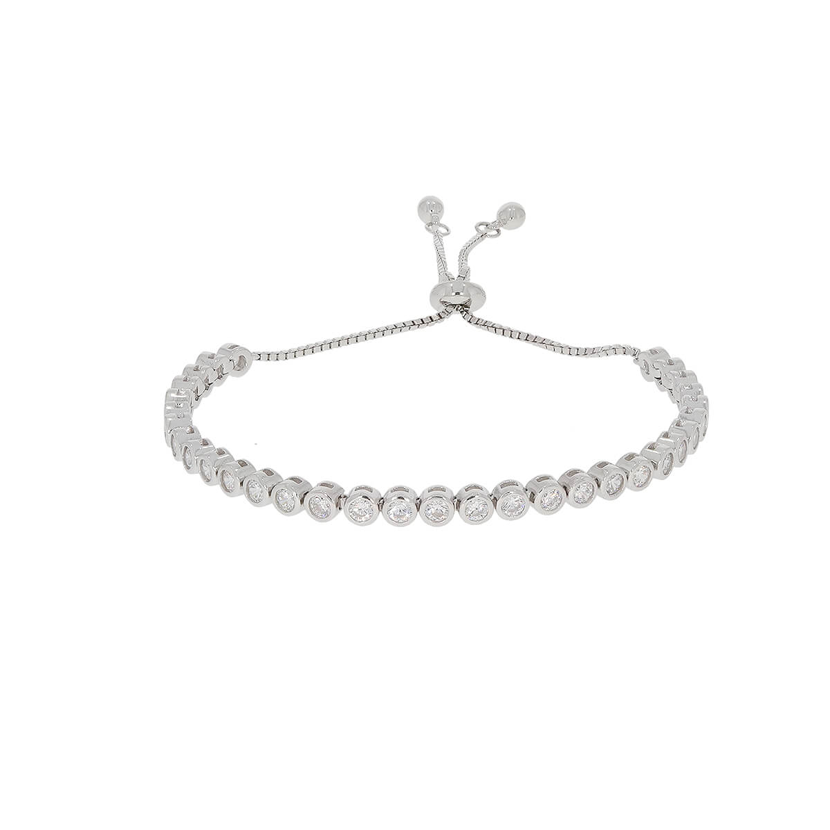 925 Sterling Polished Silver Lovely Bling Tennis Bracelet