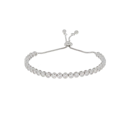 925 Sterling Polished Silver Lovely Bling Tennis Bracelet