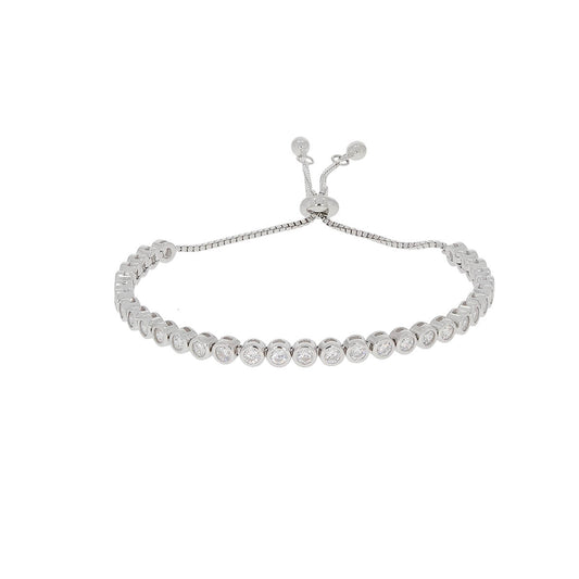 925 Sterling Polished Silver Lovely Bling Tennis Bracelet