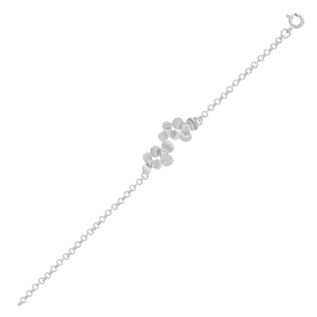 925 Sterling Silver Elegant Flower Silver Bracelet