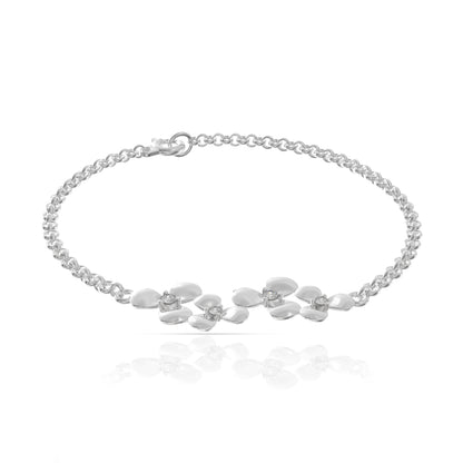 925 Sterling Silver Elegant Flower Silver Bracelet