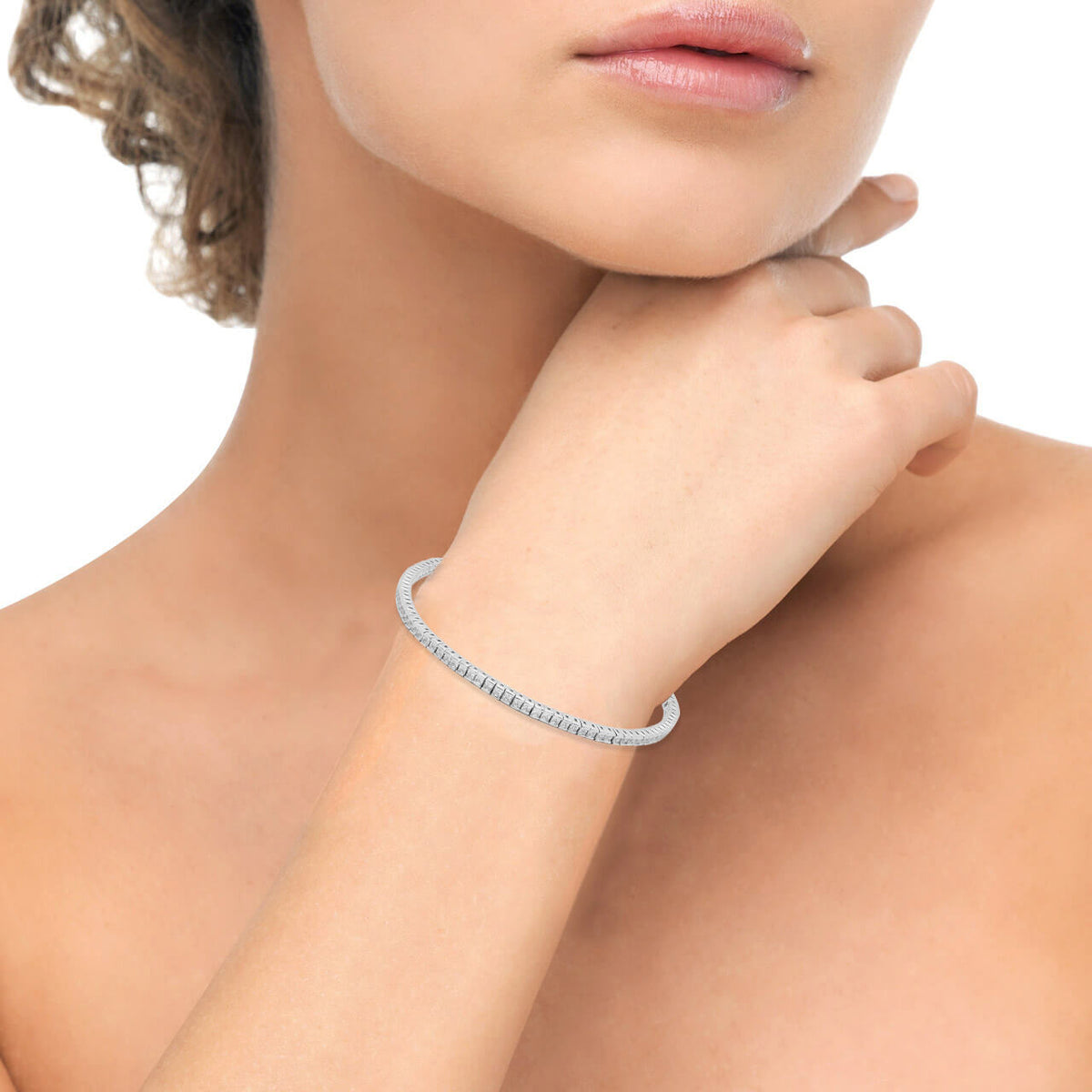 925 Sterling Silver American Diamond Classic Silver Tennis Bracelet