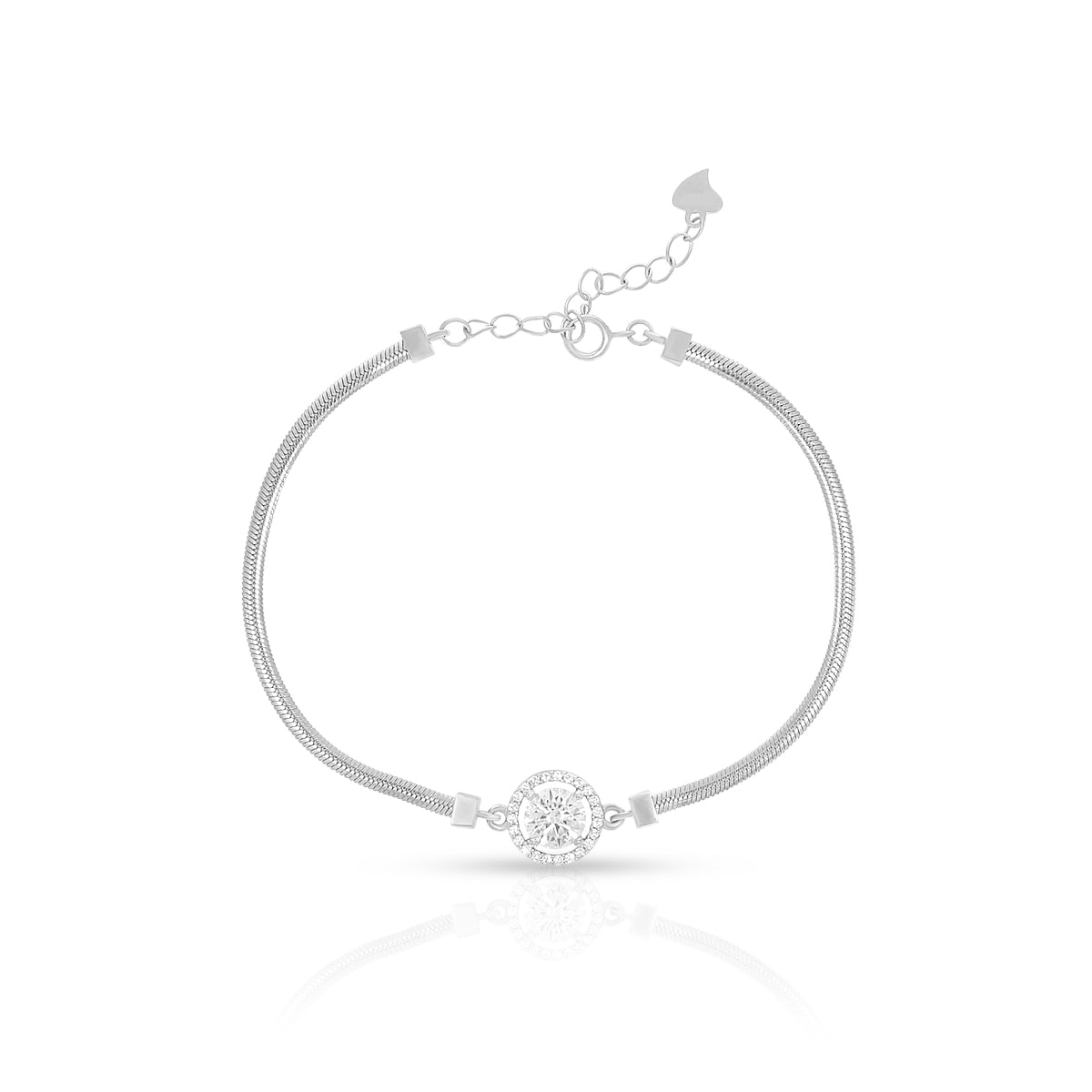 Round Halo Diamond Charm Bracelet