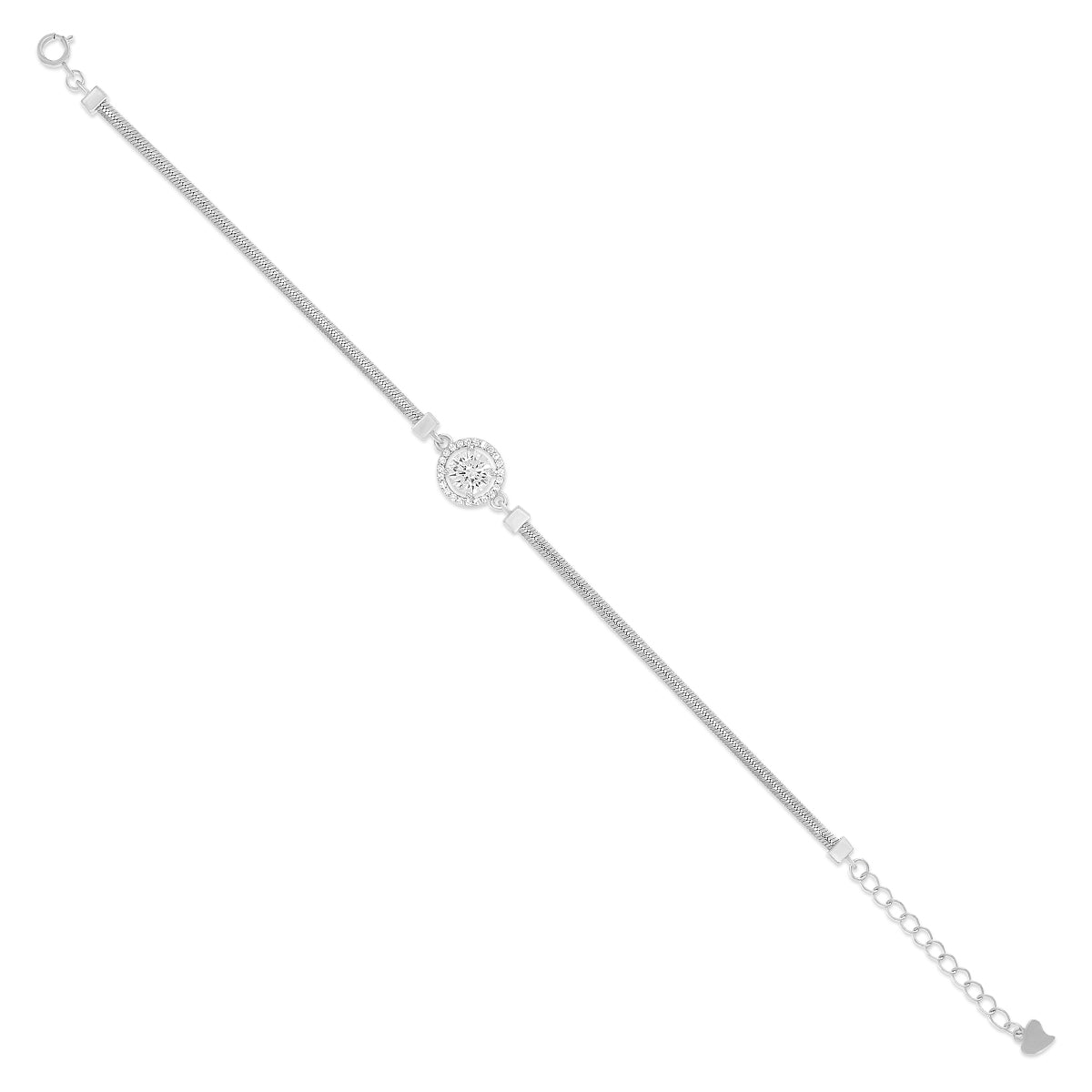 Round Halo Diamond Charm Bracelet