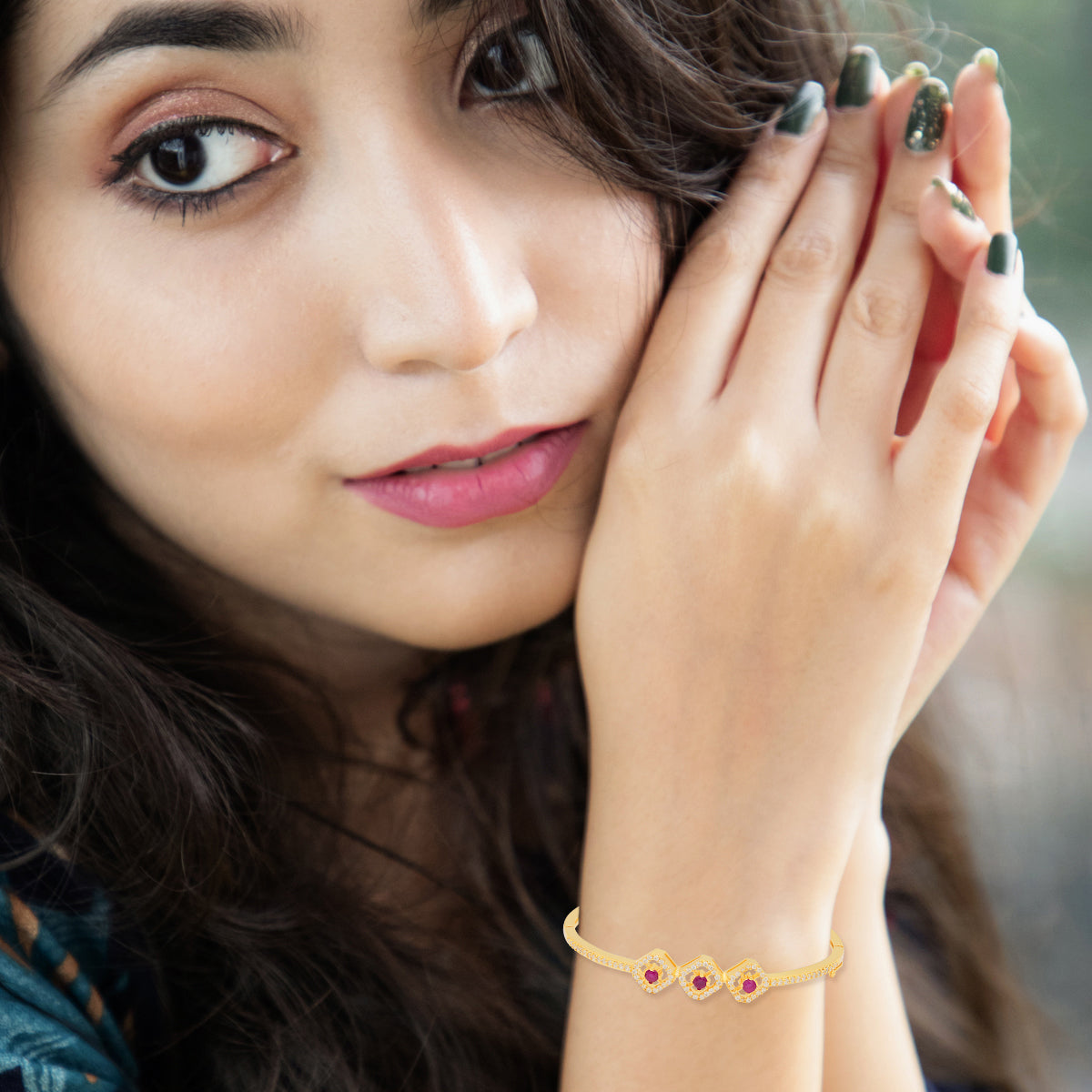 Radiant Trio Stone Gold Plated Bracelet