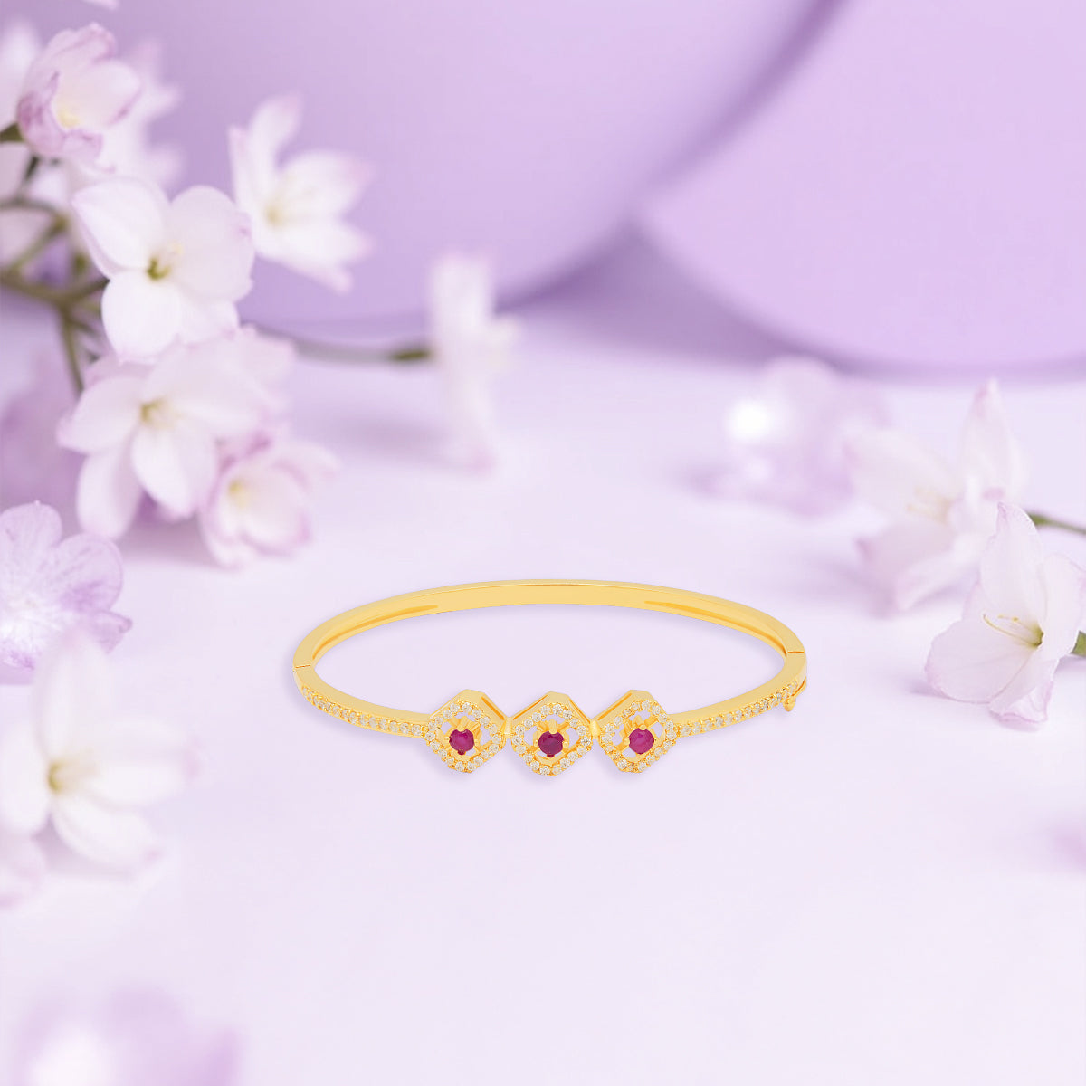 Radiant Trio Stone Gold Plated Bracelet