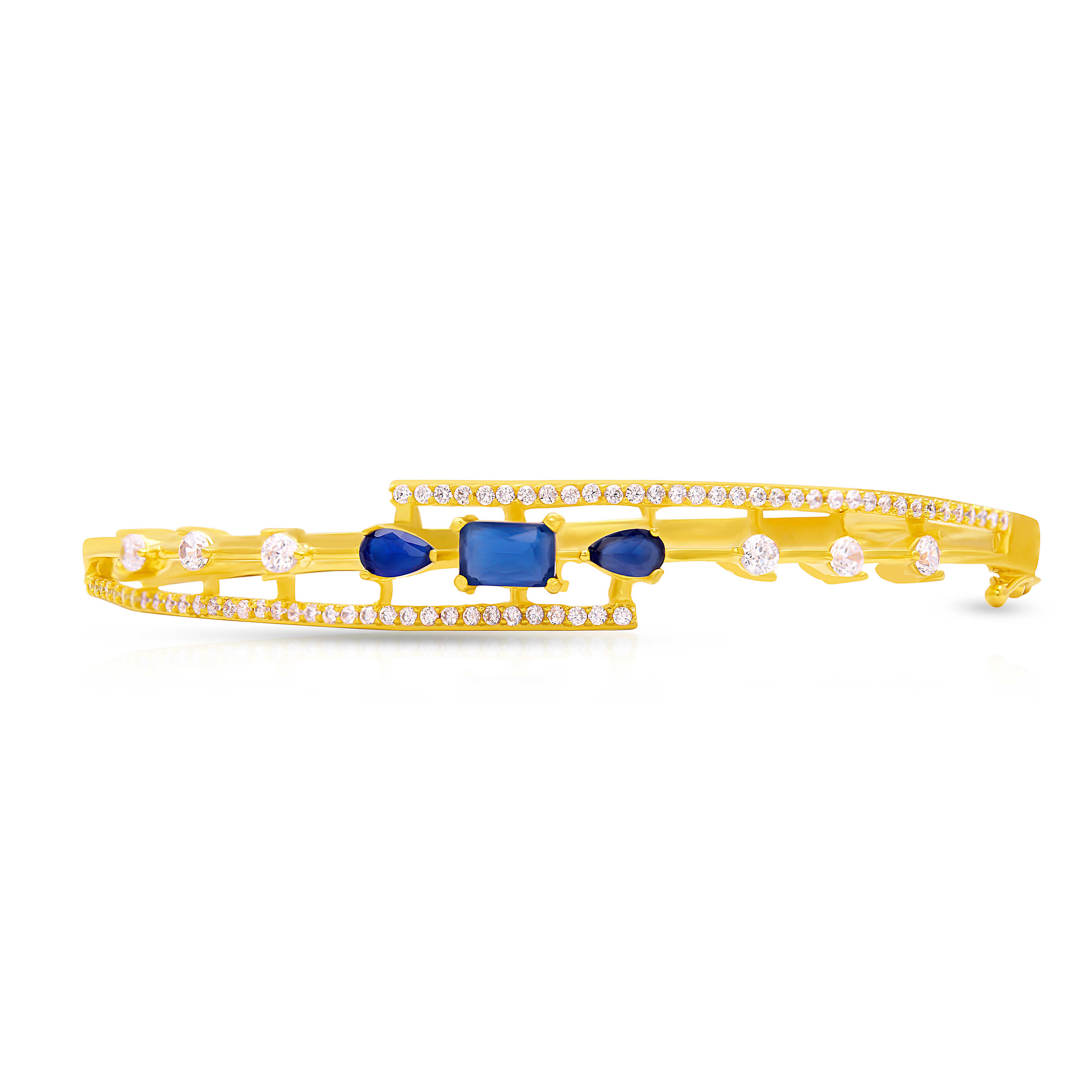 Radiant Blue Gemstone Gold Plated Bracelet