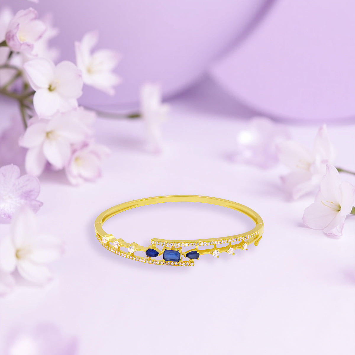 Radiant Blue Gemstone Gold Plated Bracelet