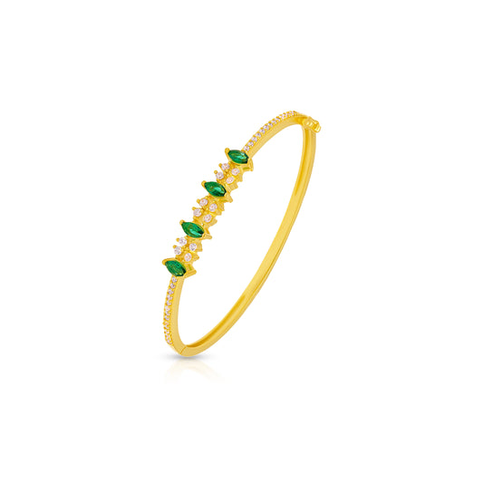 Radiant Gold Bracelet with Green Gem Accents