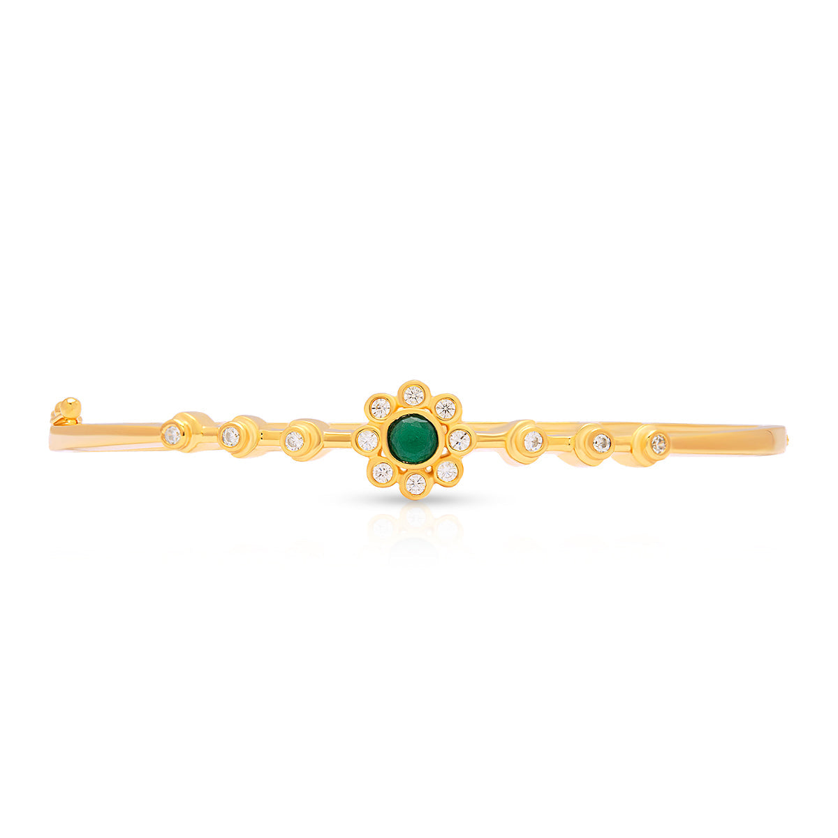 Dazzling Emerald Floral Gold Plated Bracelet