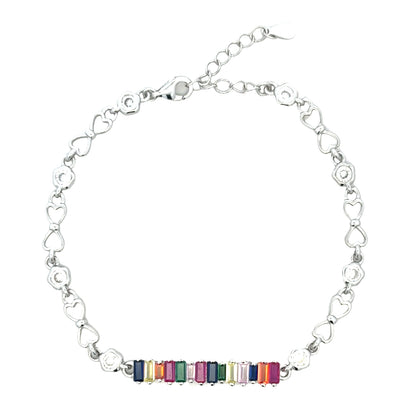 Multicolor Gem Charm Bracelet