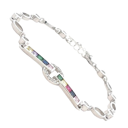 Multicolor Stone Link Bracelet