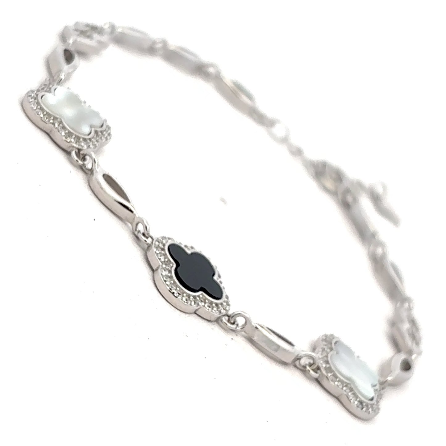 Minimal Floral Clover Silver Bracelet
