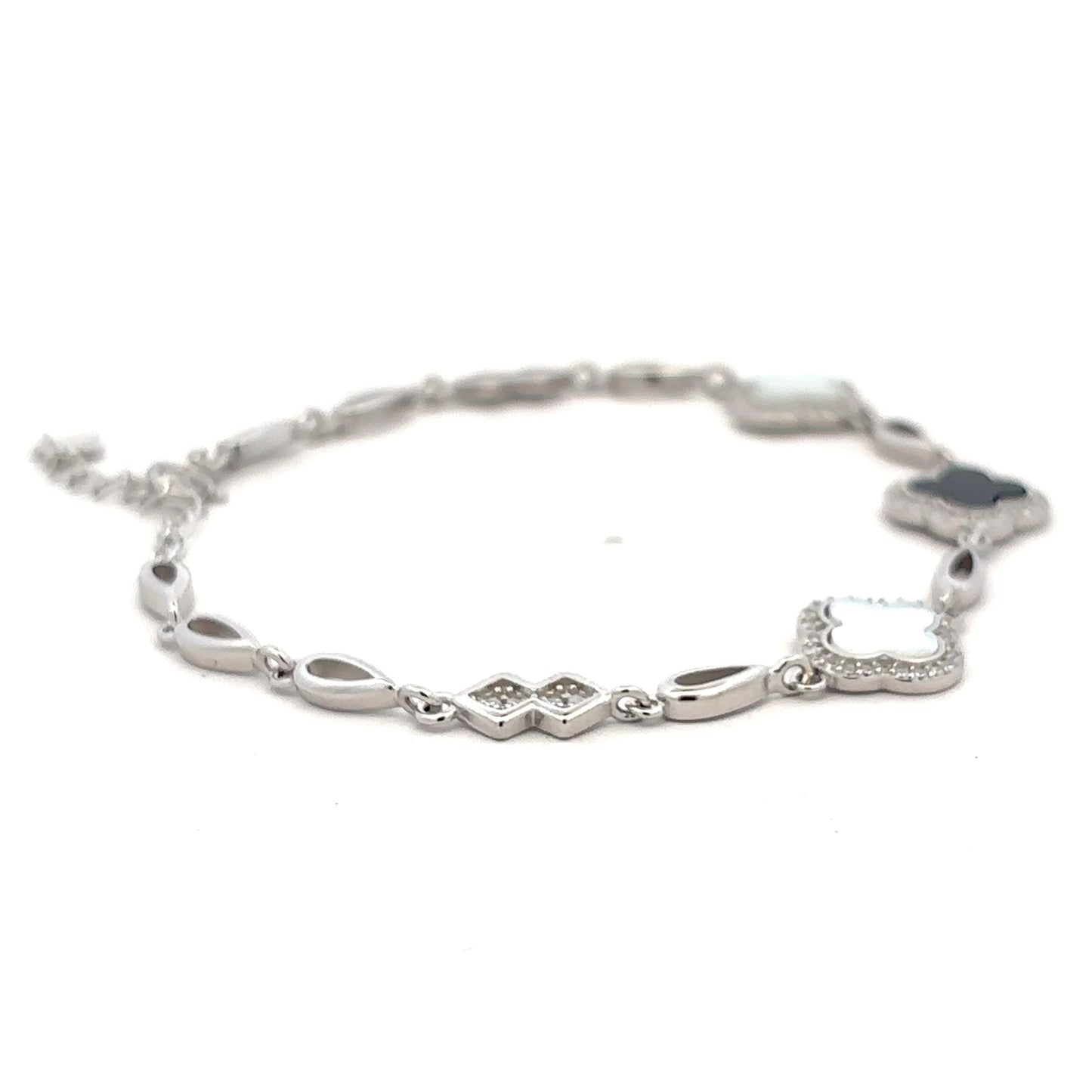 Minimal Floral Clover Silver Bracelet