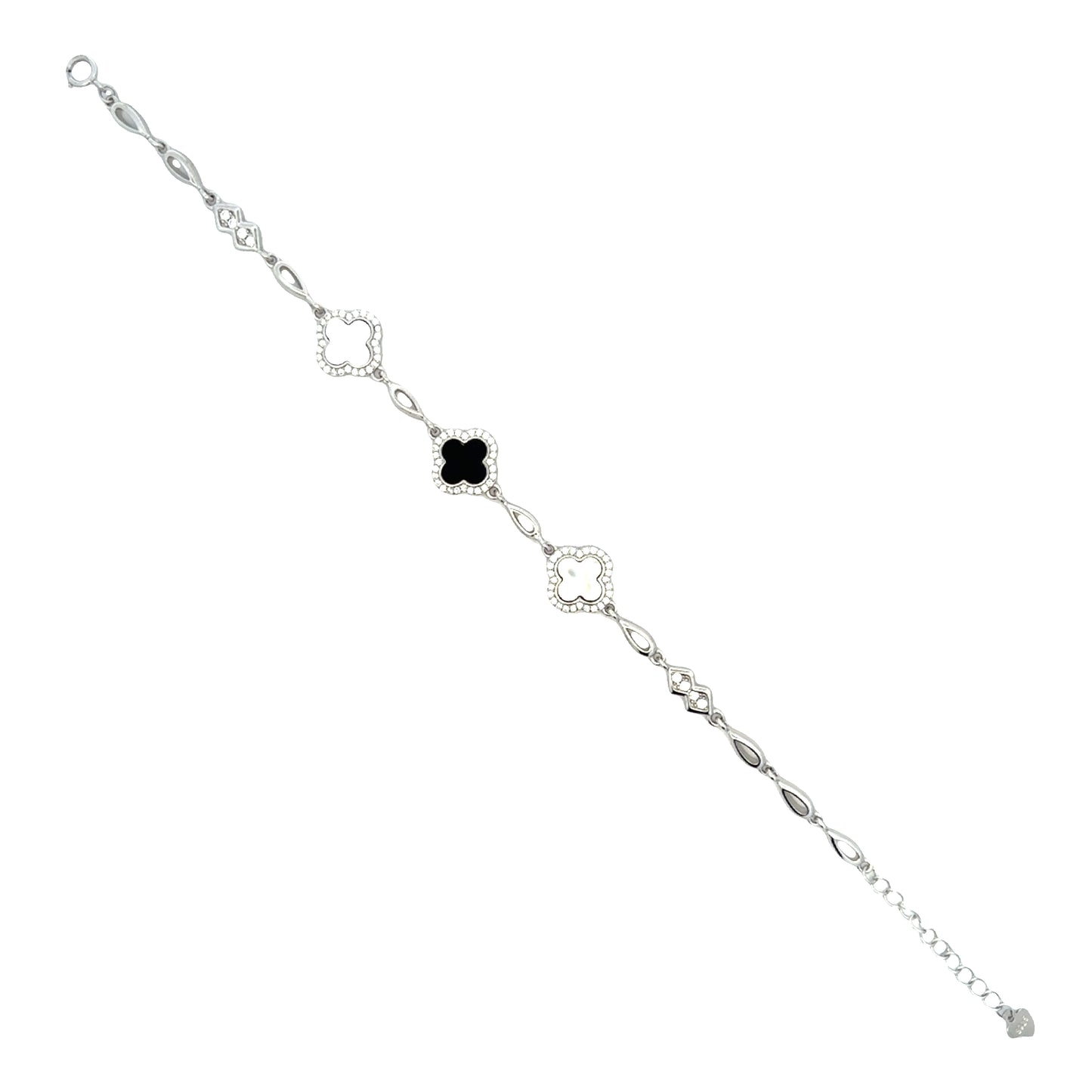 Minimal Floral Clover Silver Bracelet