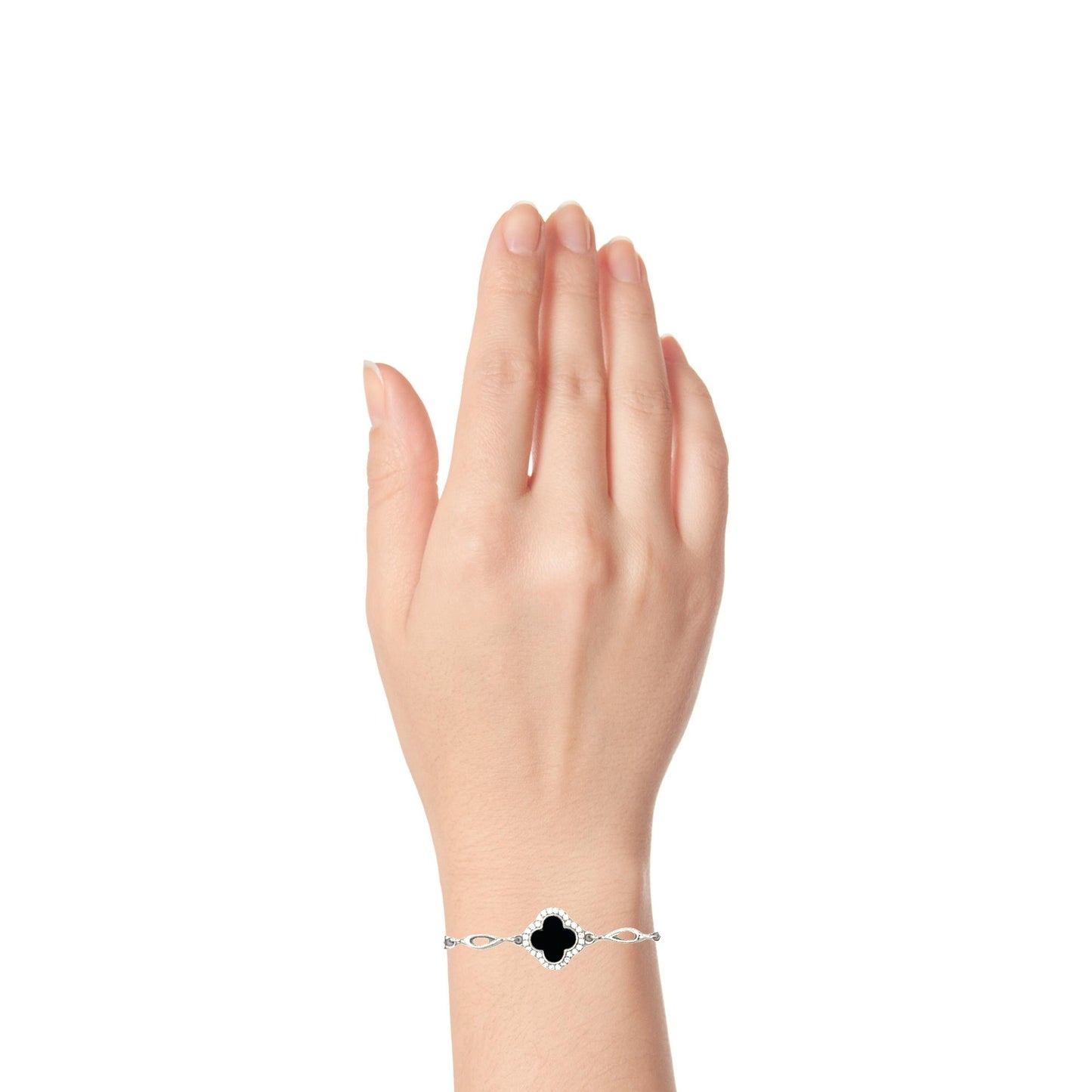 Minimal Floral Clover Silver Bracelet