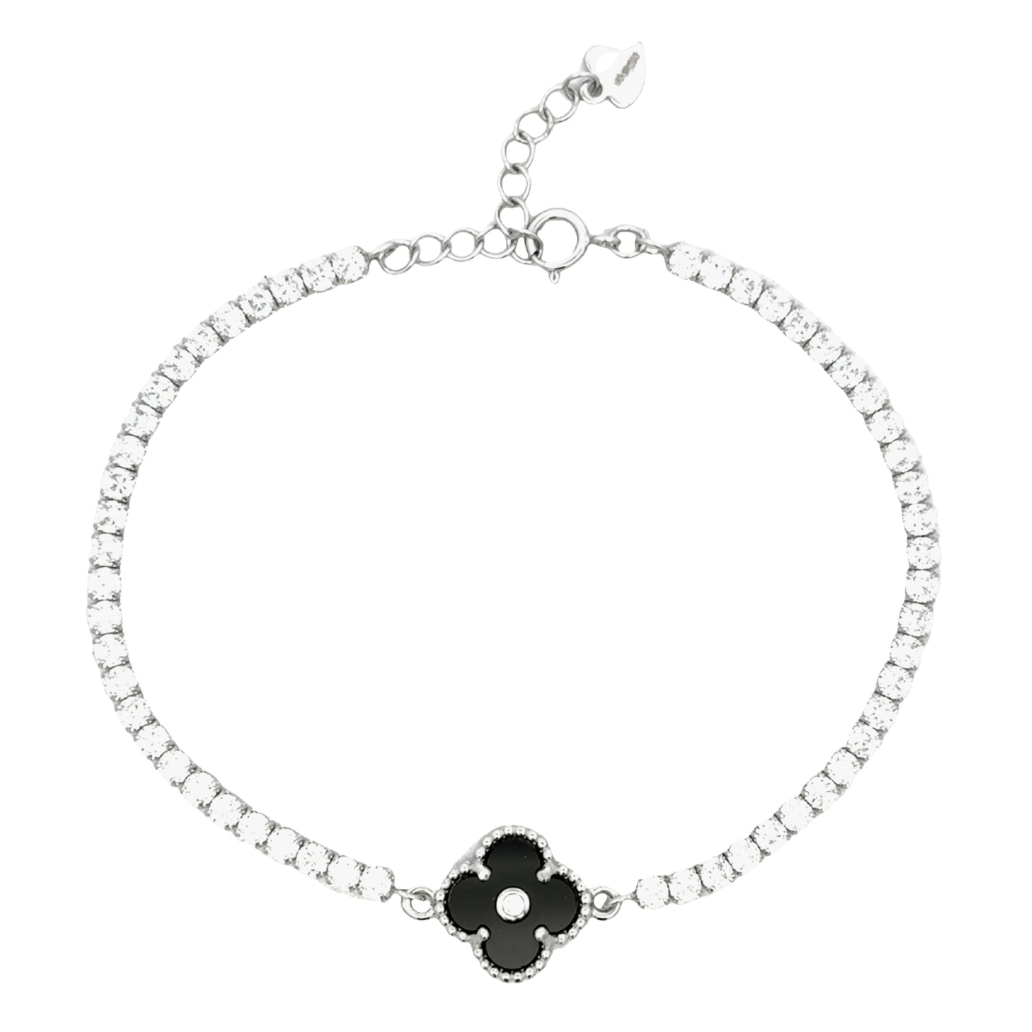 Tennis Bracelet with Black Clover