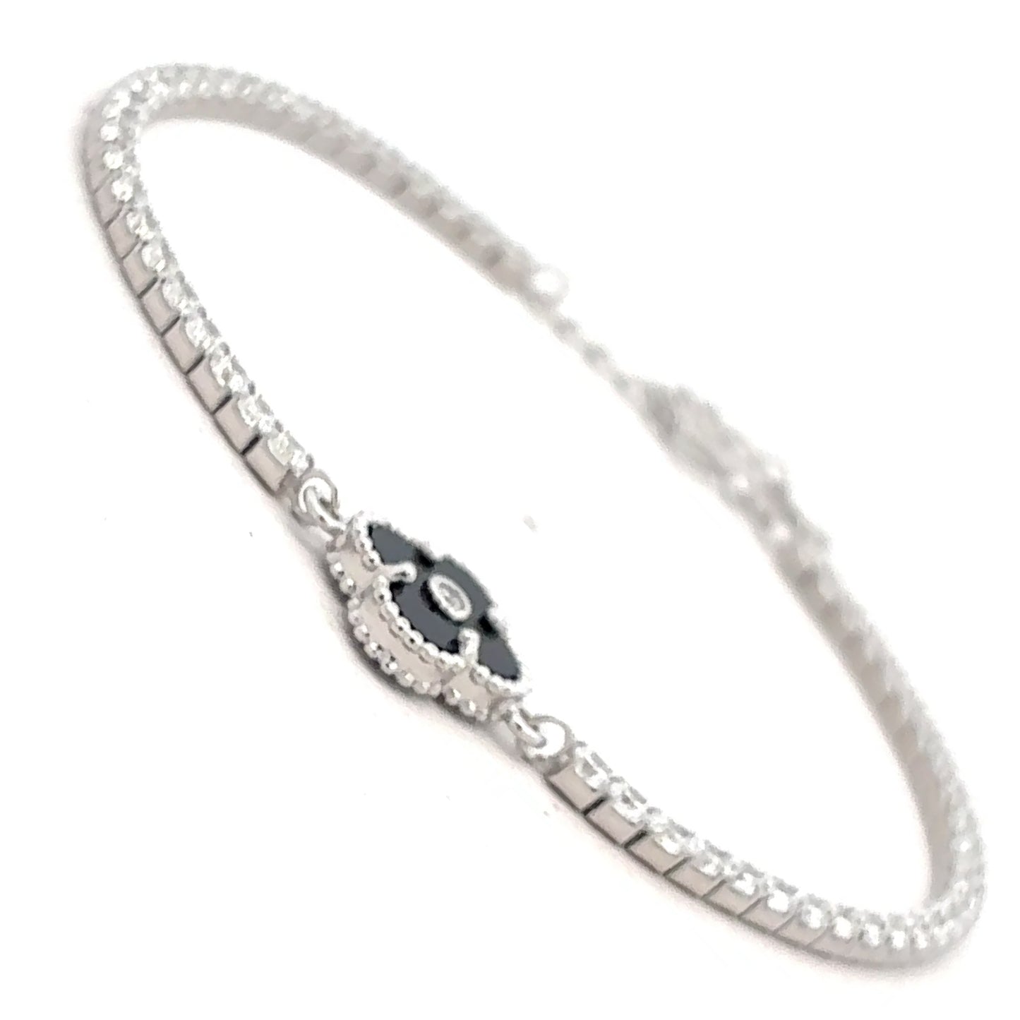 Tennis Bracelet with Black Clover