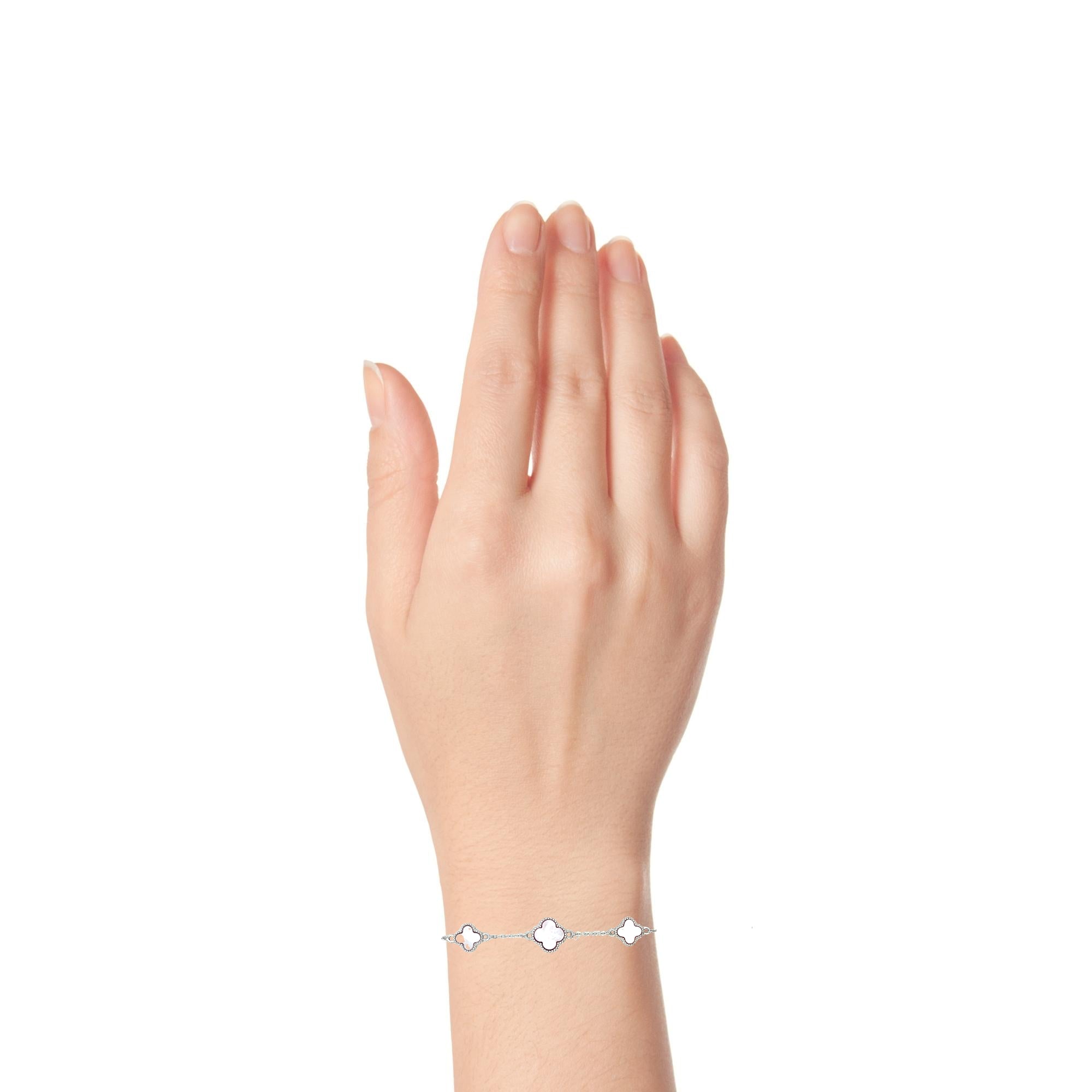Dainty White Clover Bracelet