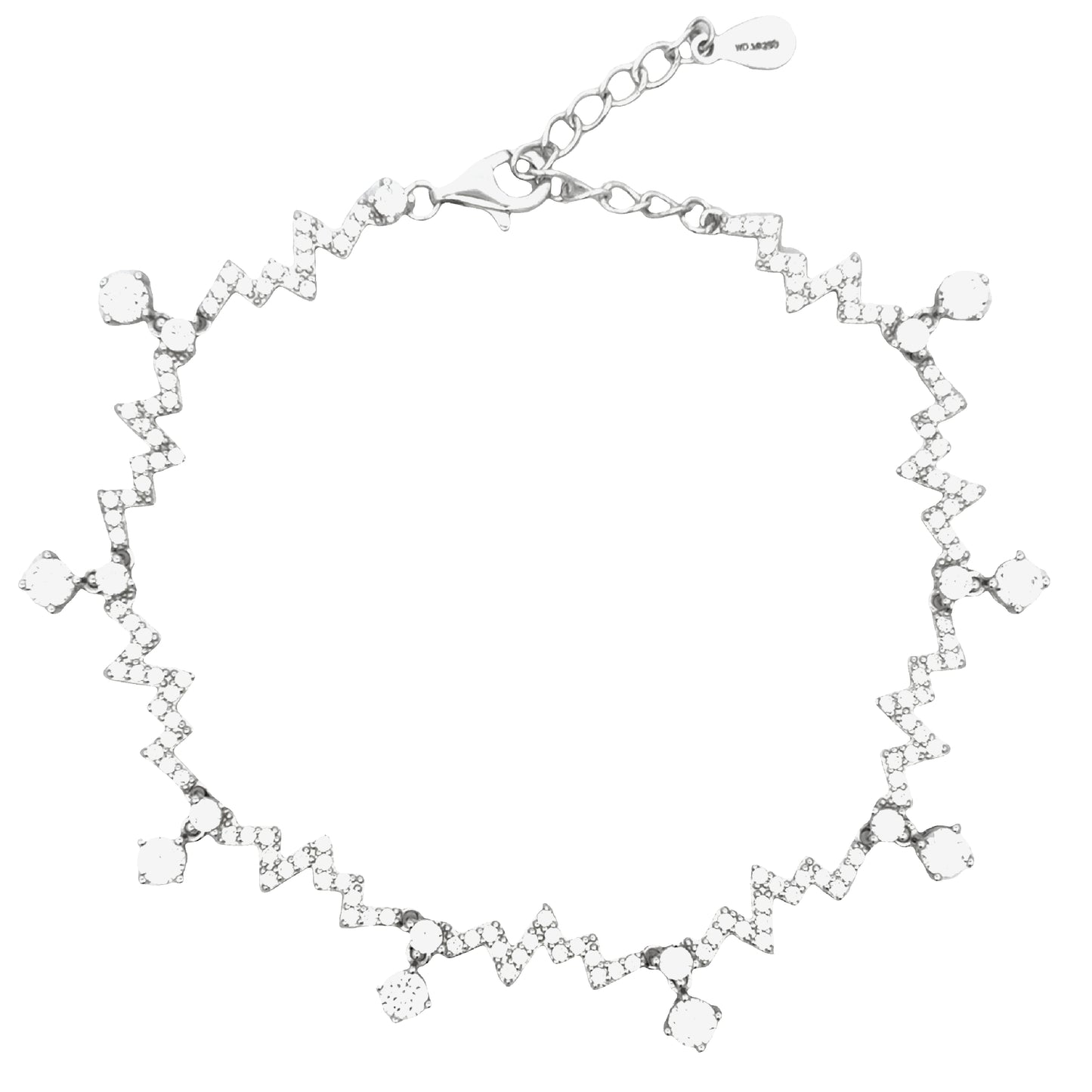 Zigzag Crystal Charm Bracelet