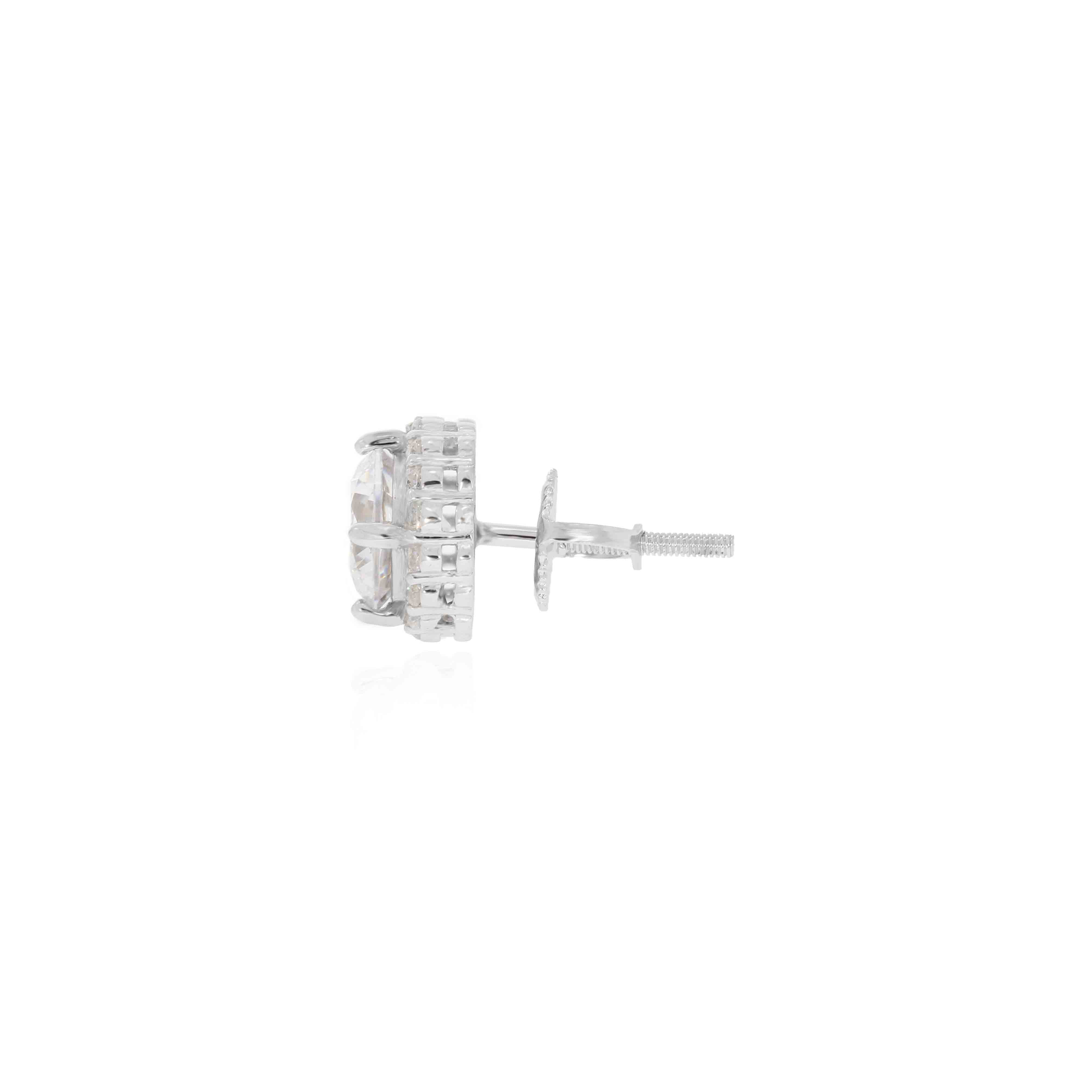 Silver Zircon Bezel Diamond Stud Earrings