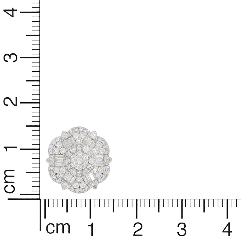 Silver Flowery Bold Diamond Stud Earrings